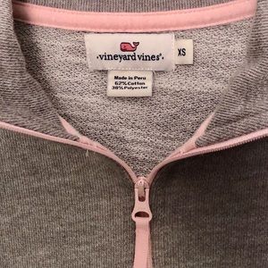 Gray w/ Pink Vineyard Vines Sweater Front Zip